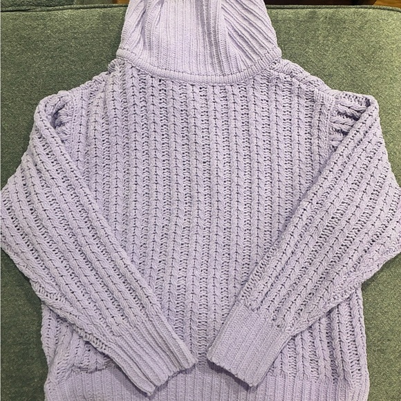 Aerie Cable Car Quarter Zip Soft  Purple Oversize Sweater Size M - Picture 6 of 6